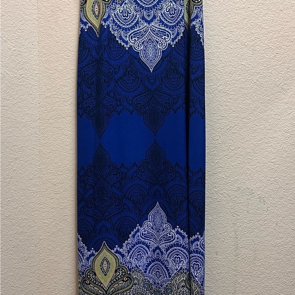Dressbarn Blue Tan Sleeveless Sundress Maxi - Picture 3 of 4